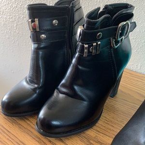 Black buckle ankle boots